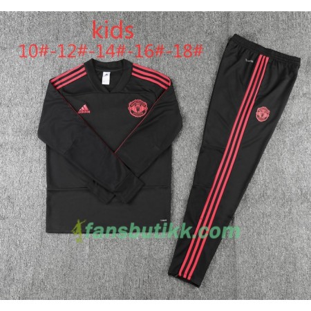 Manchester United Barn Trenings Collegegenser Set Svart 2018-2019